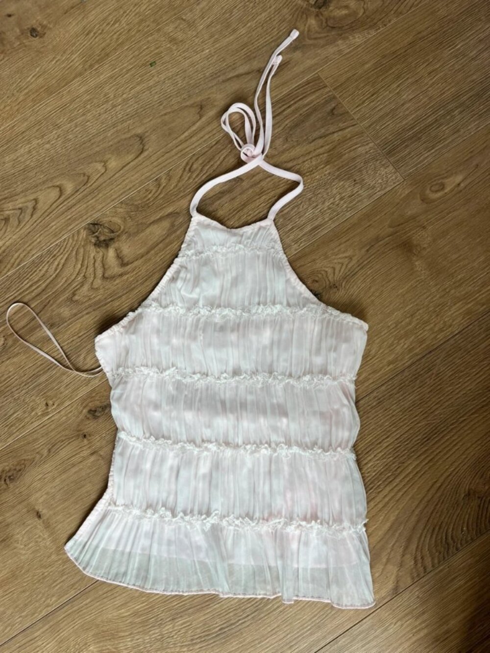 Light Pink Halter Neck Pleated Top Size S